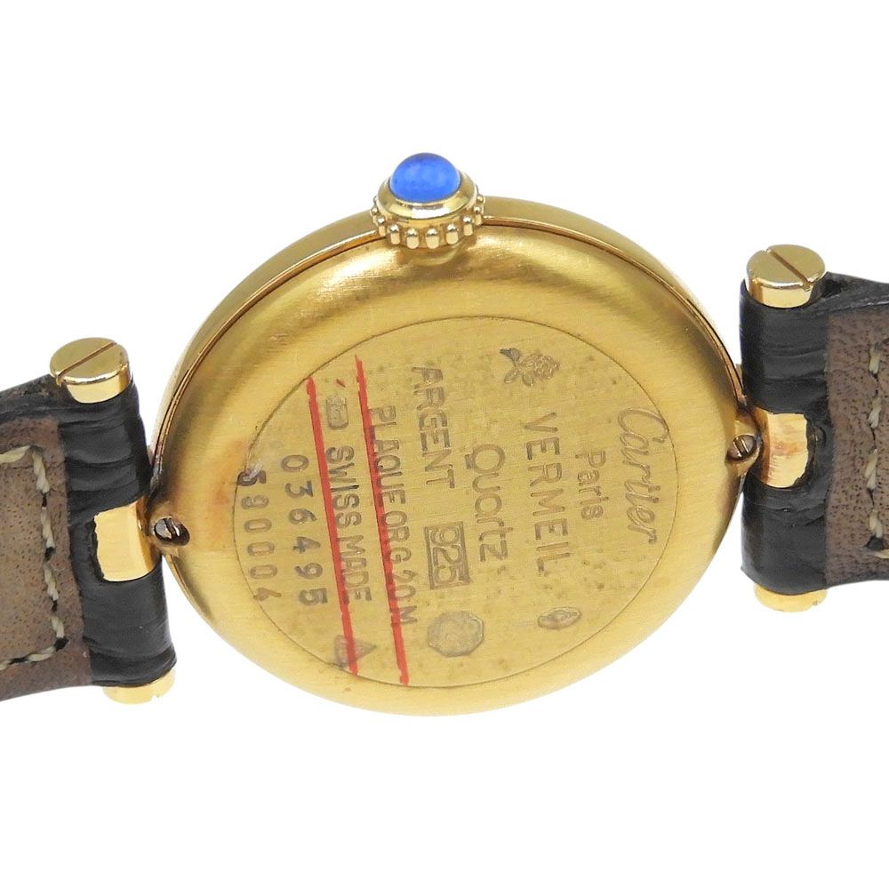 Cartier Must Vendome SM Vermeil Gold Plated Black Quartz Analog Display Dial — view 6