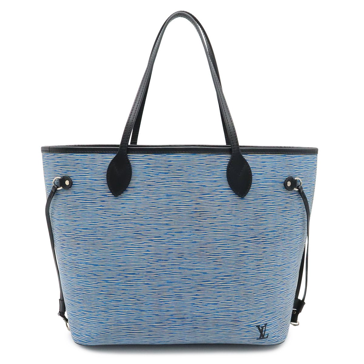 Louis Vuitton Epi Denim Neverfull MM Tote Shoulder Bag Leather Blue Pouch