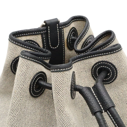 Hermes Sac Marine Receif MM Shoulder Bag Drawstring Toile H Leather Light Gray — view 7