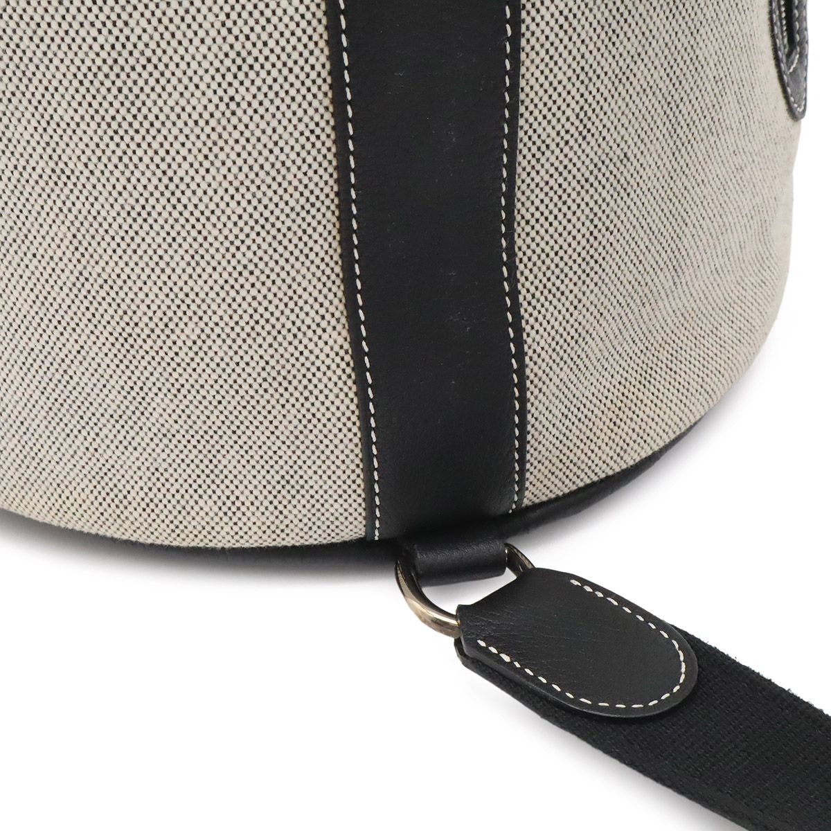Hermes Sac Marine Receif MM Shoulder Bag Drawstring Toile H Leather Light Gray — view 6