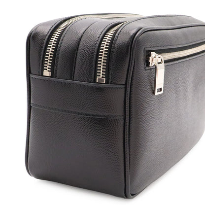 Saint Laurent Paris Exclusive Double Zip Clutch Grooming Case Leather Black — view 7