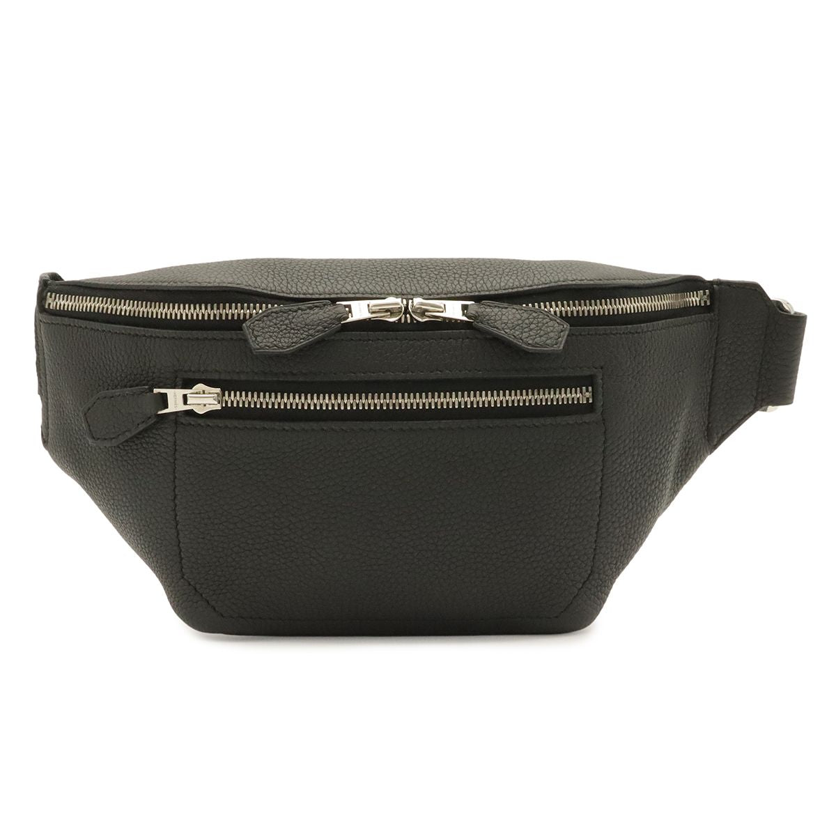 Hermes City Slide Cross PM Belt Bag Togo Leather Black Silver