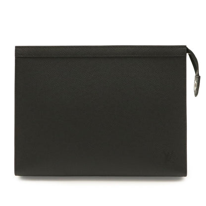 Louis Vuitton Taiga Pochette Voyage MM Clutch Calfskin Noir Black
