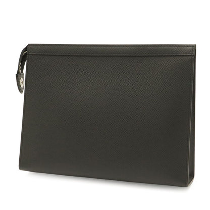Louis Vuitton Taiga Pochette Voyage MM Clutch Calfskin Noir Black — view 2