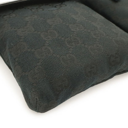 Gucci GG Canvas Belt Bag Waist Pouch Hip Bag Leather Black Silver — view 5