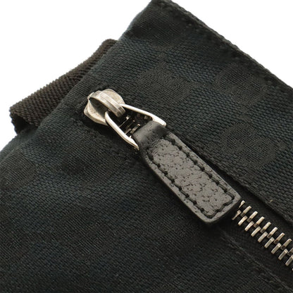 Gucci GG Canvas Belt Bag Waist Pouch Hip Bag Leather Black Silver — view 3