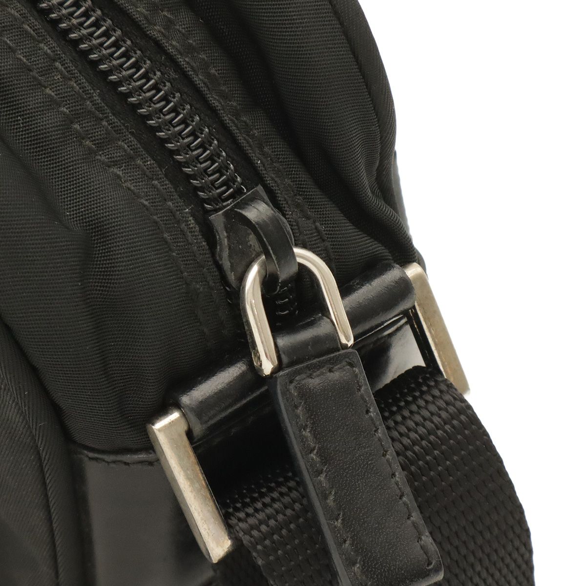 Prada Triangle Logo Shoulder Bag Pochette Crossbody Nylon Leather Nero Black — view 5