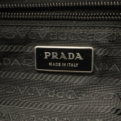 Prada Triangle Logo Shoulder Bag Pochette Crossbody Nylon Leather Nero Black — view 7