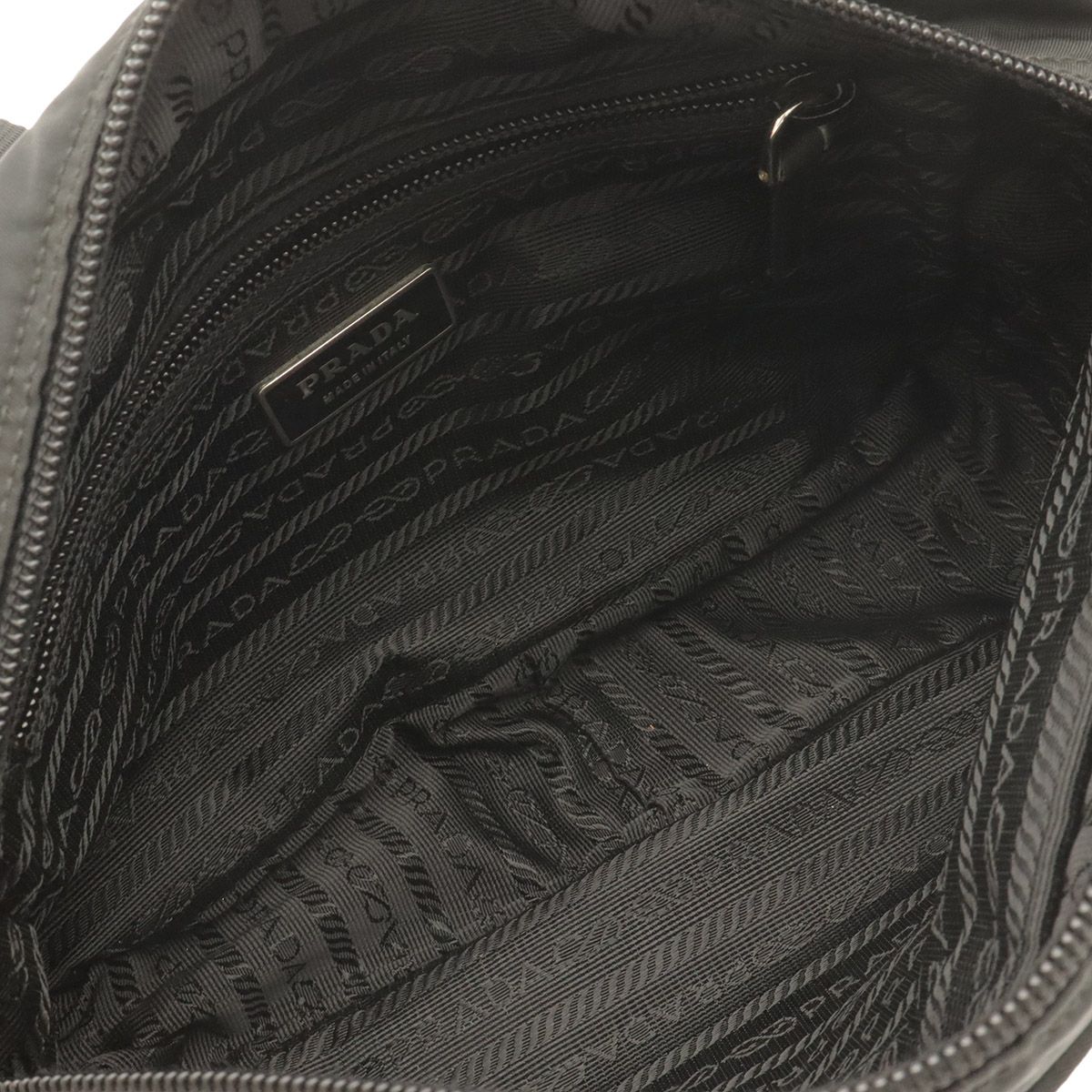 Prada Triangle Logo Shoulder Bag Pochette Crossbody Nylon Leather Nero Black — view 6
