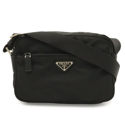 Prada Triangle Logo Shoulder Bag Pochette Crossbody Nylon Leather Nero Black