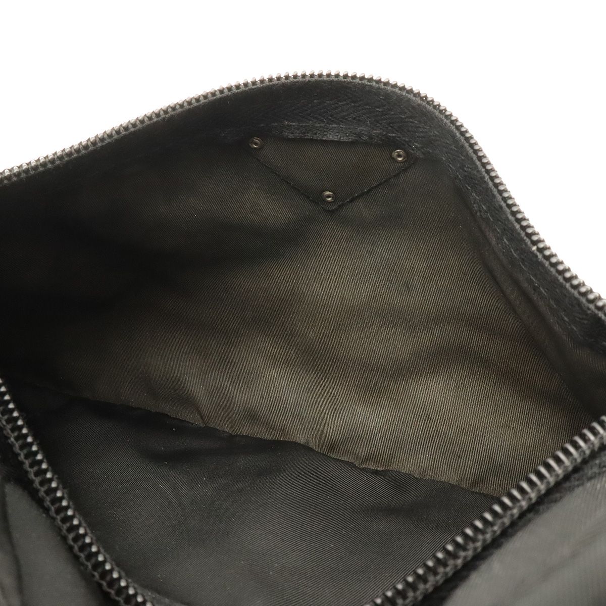 Prada Triangle Logo Shoulder Bag Pochette Crossbody Nylon Leather Nero Black — view 8