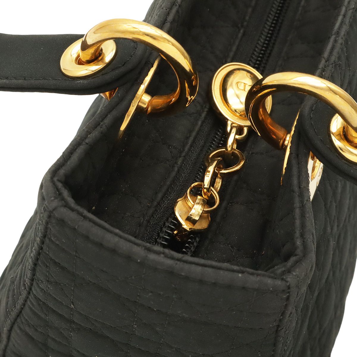 Dior Lady Cannage Medium Tote Bag Nylon Black Gold — view 6