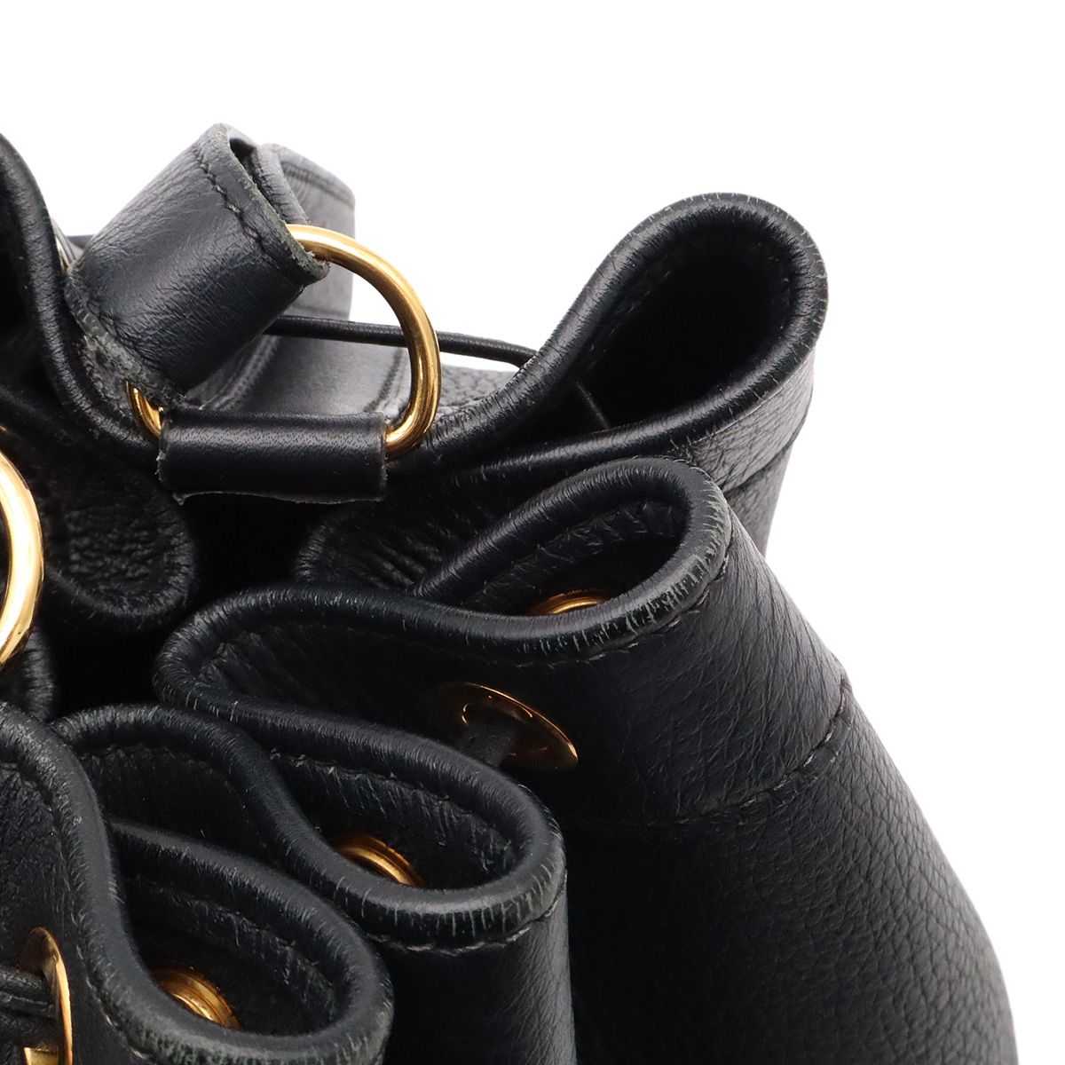 Hermes Market GM Shoulder Bag Drawstring Taurillon Clemence Leather Black Gold — view 7