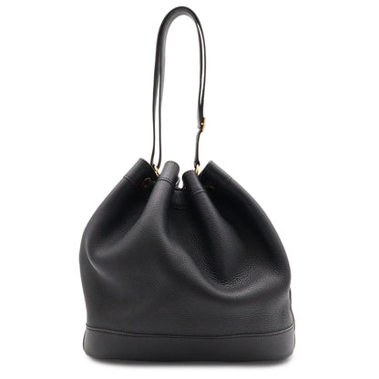 Hermes Market GM Shoulder Bag Drawstring Taurillon Clemence Leather Black Gold