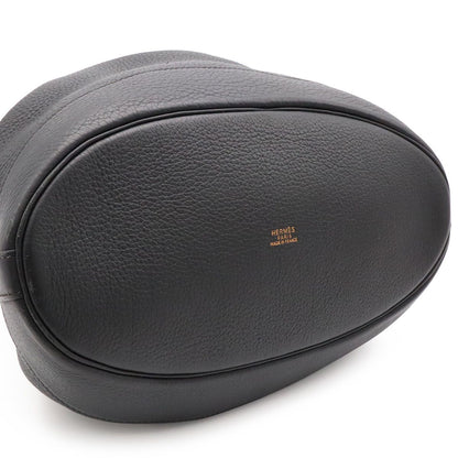 Hermes Market GM Shoulder Bag Drawstring Taurillon Clemence Leather Black Gold — view 6