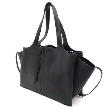 Celine Trifold Medium Tote Shoulder Bag Leather Black Silver — view 2