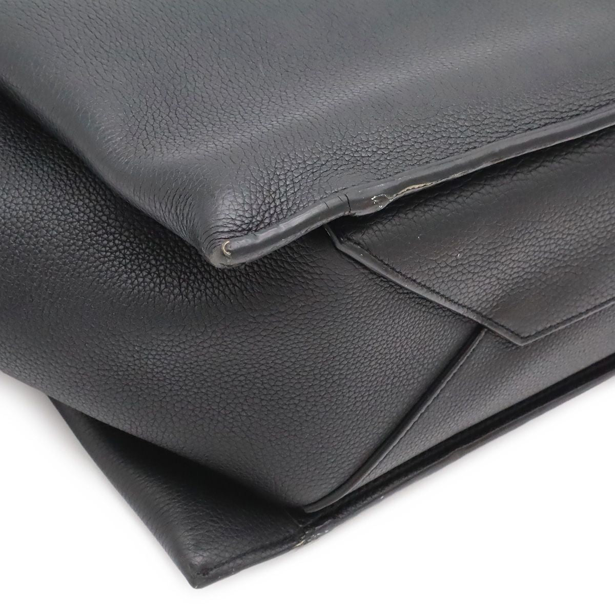 Celine Trifold Medium Tote Shoulder Bag Leather Black Silver — view 3