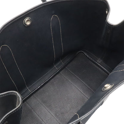 Hermes Garden Party PM Tote Shoulder Bag Toile Officier Leather Black Silver — view 5