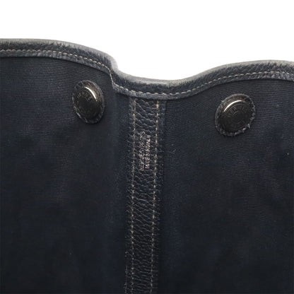 Hermes Garden Party PM Tote Shoulder Bag Toile Officier Leather Black Silver — view 6