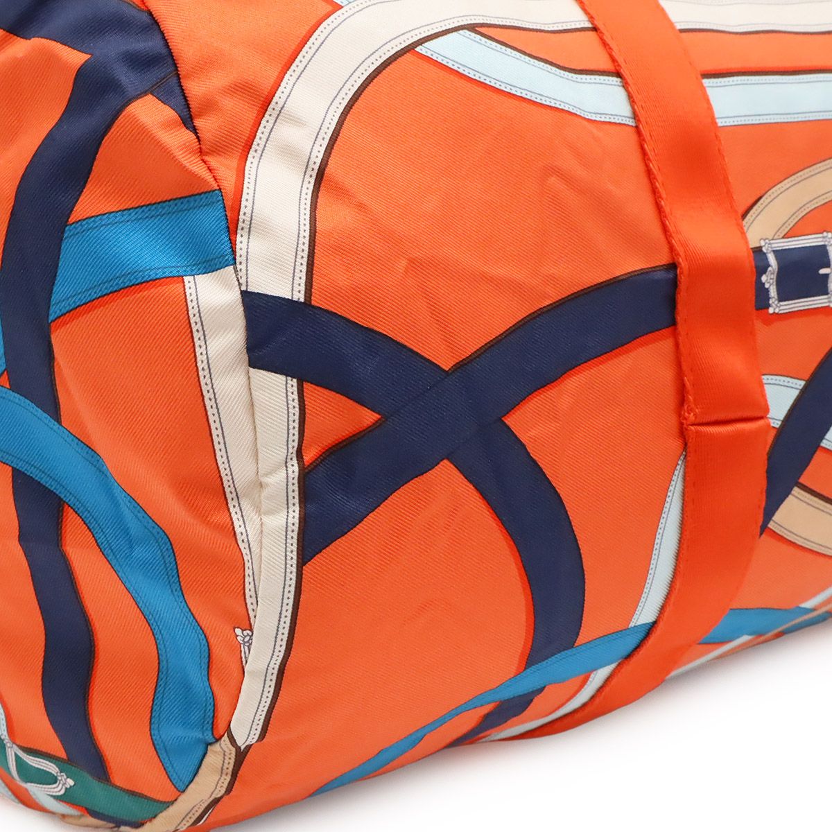 Hermes Air Silk Duffle 44 Shoulder Bag Cavalcadour Silk 100% Orange Blue — view 3