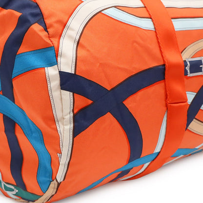 Hermes Air Silk Duffle 44 Shoulder Bag Cavalcadour Silk 100% Orange Blue — view 3