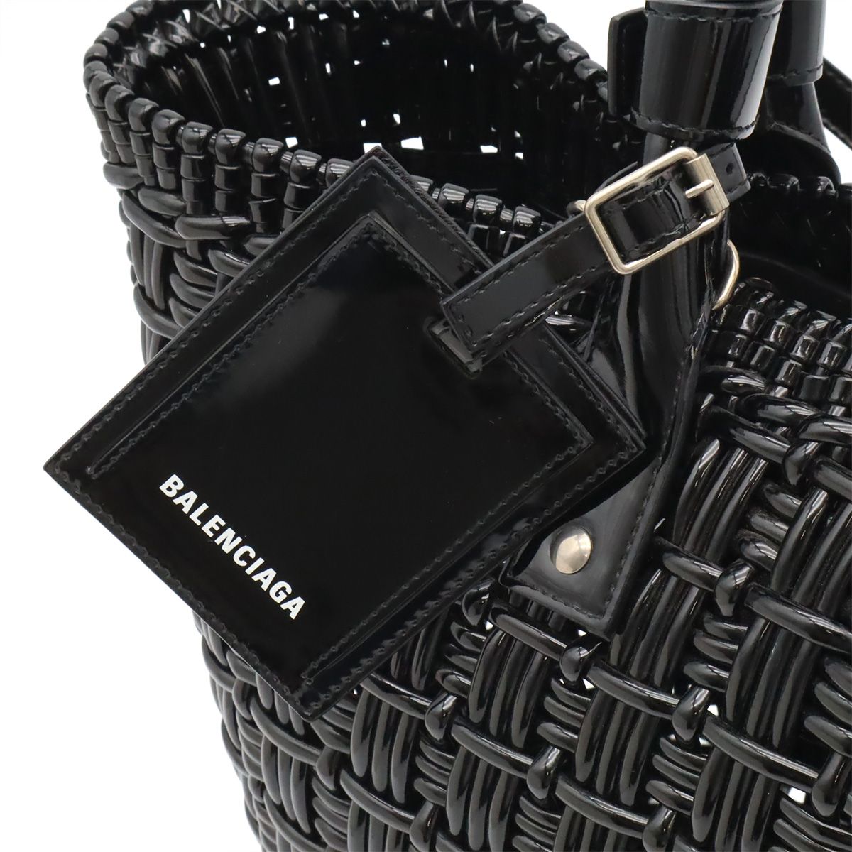 Balenciaga Bistro Basket 2-Way Shoulder Bag Vinyl Black Silver — view 8