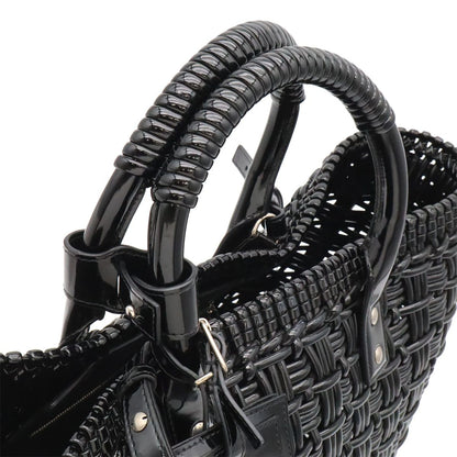 Balenciaga Bistro Basket 2-Way Shoulder Bag Vinyl Black Silver — view 5