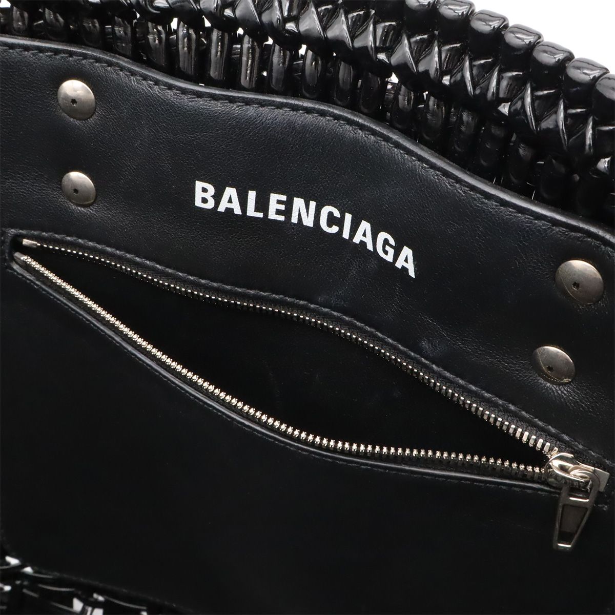 Balenciaga Bistro Basket 2-Way Shoulder Bag Vinyl Black Silver — view 7