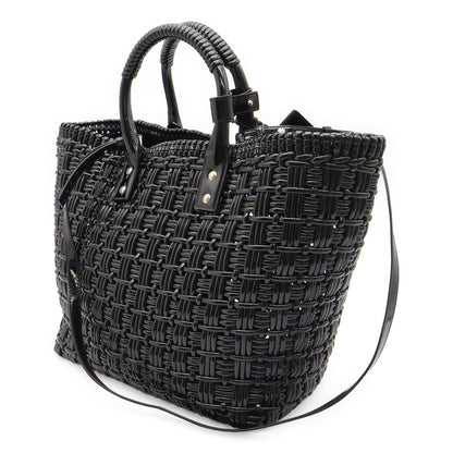 Balenciaga Bistro Basket 2-Way Shoulder Bag Vinyl Black Silver — view 2