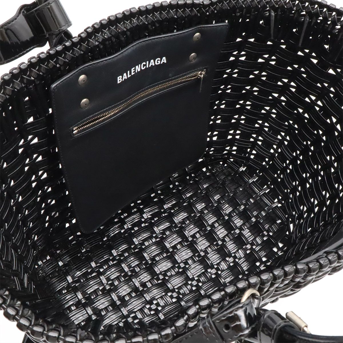 Balenciaga Bistro Basket 2-Way Shoulder Bag Vinyl Black Silver — view 6