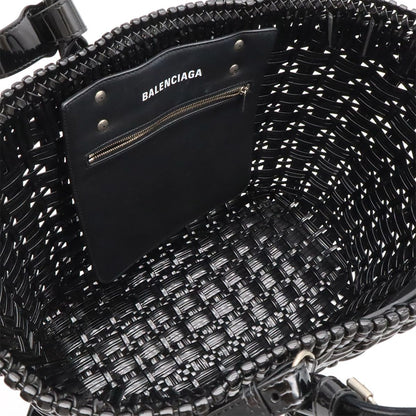 Balenciaga Bistro Basket 2-Way Shoulder Bag Vinyl Black Silver — view 6
