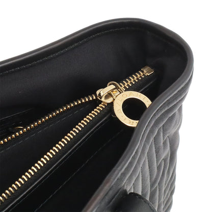 Bvlgari Parentesi Tote Shoulder Bag Quilted Leather Black Gold Charm — view 5