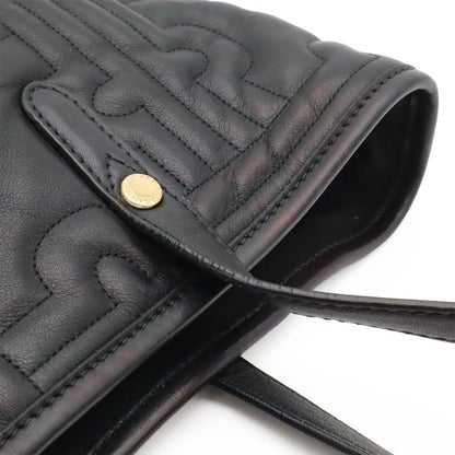 Bvlgari Parentesi Tote Shoulder Bag Quilted Leather Black Gold Charm — view 7