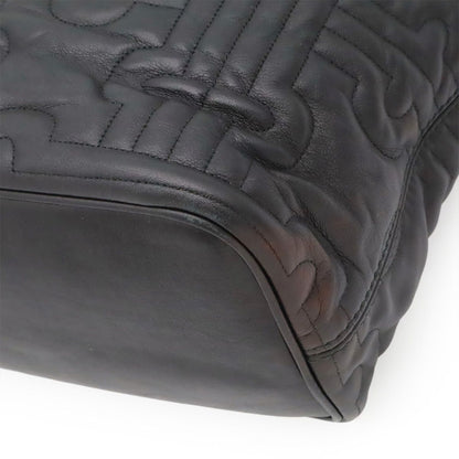 Bvlgari Parentesi Tote Shoulder Bag Quilted Leather Black Gold Charm — view 3