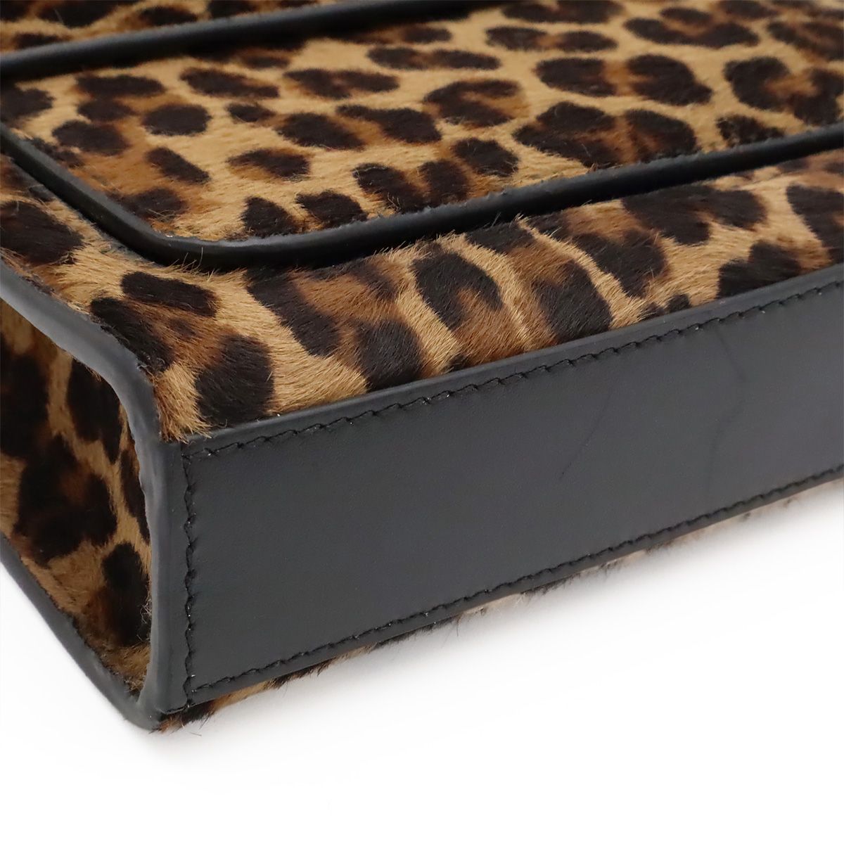 Versace Medusa Leopard Print Shoulder Bag 2-Way Calf Hair Beige Black — view 3