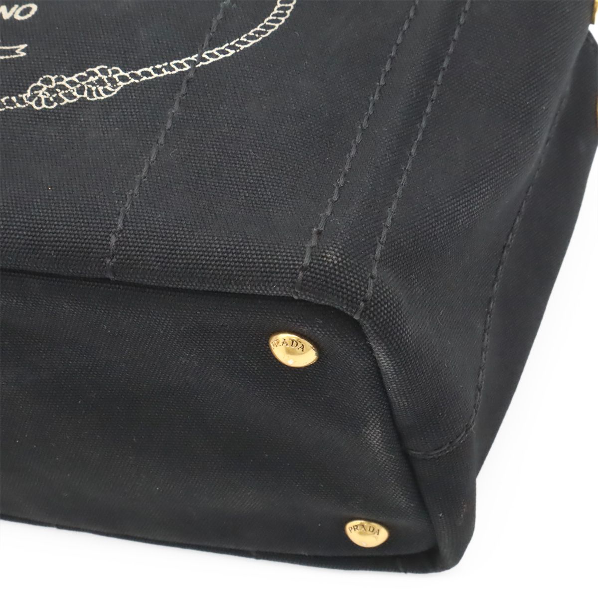 Prada Canapa Tote 2-Way Shoulder Bag Canvas Nero Black Gold — view 3