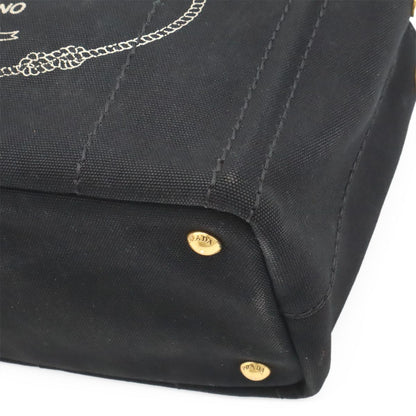 Prada Canapa Tote 2-Way Shoulder Bag Canvas Nero Black Gold — view 3