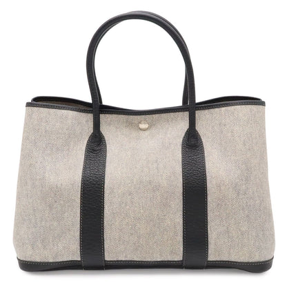 Hermes Garden Party PM Tote Shoulder Bag Toile H Canvas Black