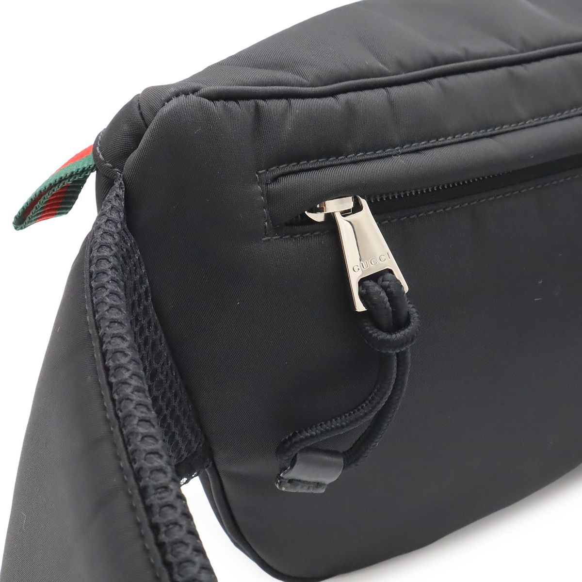Gucci Logo Nylon Small Belt Bag Waist Pouch Hip Black Silver — view 4