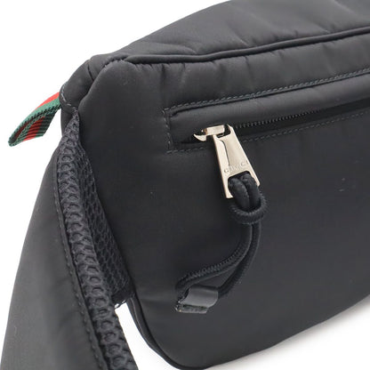 Gucci Logo Nylon Small Belt Bag Waist Pouch Hip Black Silver — view 4