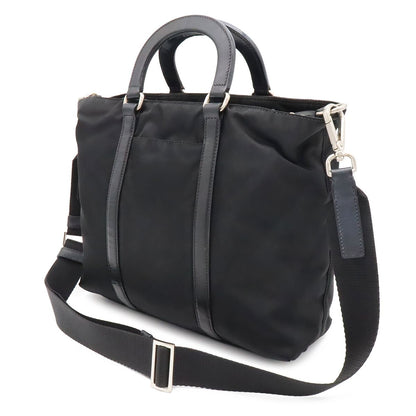 Prada Triangle Tote 2-Way Shoulder Bag Nylon Nero Black Blue Silver — view 2