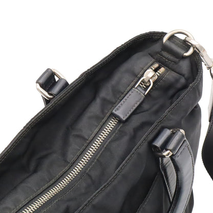 Prada Triangle Tote 2-Way Shoulder Bag Nylon Nero Black Blue Silver — view 5