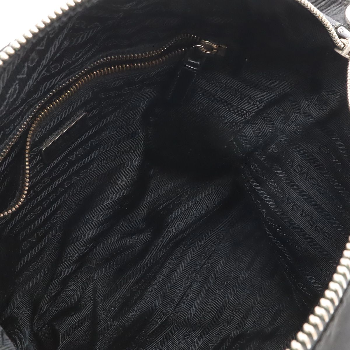 Prada Triangle Tote 2-Way Shoulder Bag Nylon Nero Black Blue Silver — view 6