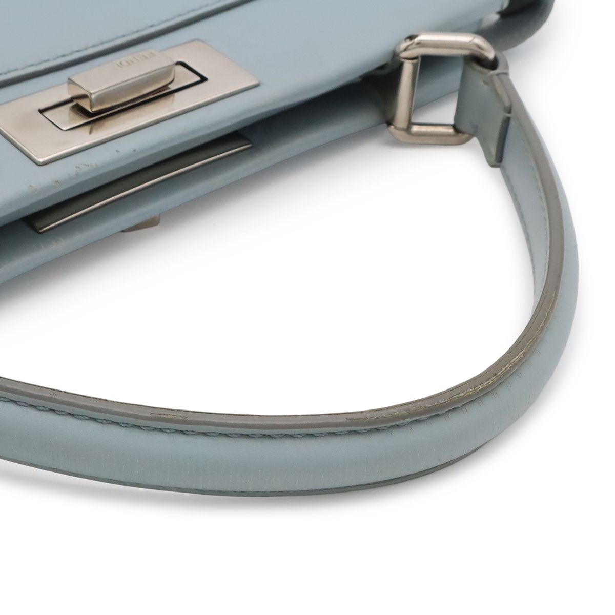 Fendi Peekaboo Regular Tote 2-Way Shoulder Bag Leather Rato Blue Light Silver — view 4