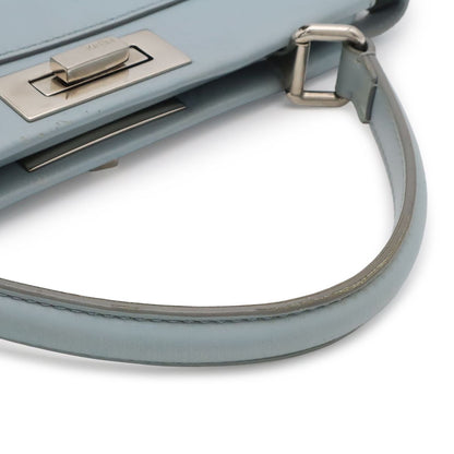 Fendi Peekaboo Regular Tote 2-Way Shoulder Bag Leather Rato Blue Light Silver — view 4