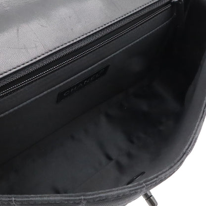 Chanel New Travel Line Chain Shoulder Bag 2-Way Nylon Jacquard Leather Black — view 7