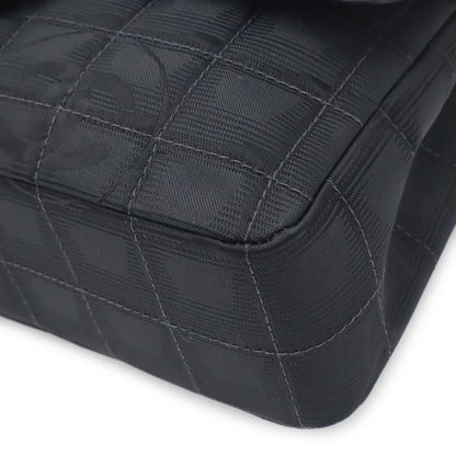 Chanel New Travel Line Chain Shoulder Bag 2-Way Nylon Jacquard Leather Black — view 3