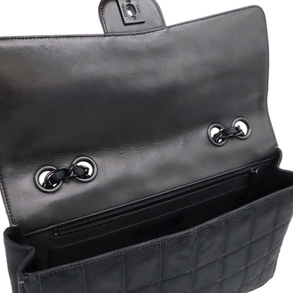 Chanel New Travel Line Chain Shoulder Bag 2-Way Nylon Jacquard Leather Black — view 6