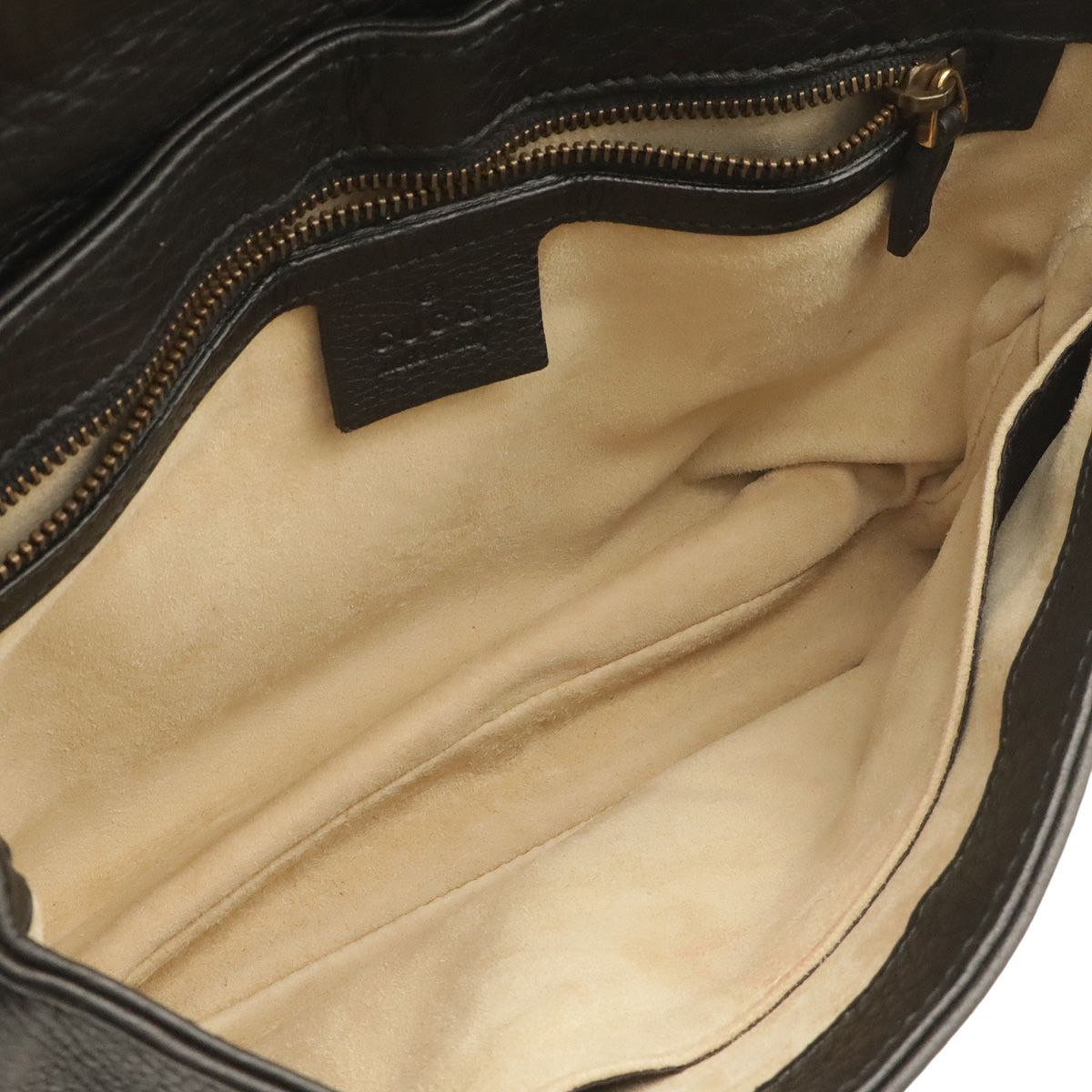 Gucci Interlocking G Double G Chain Shoulder Bag Leather Black Gold — view 6