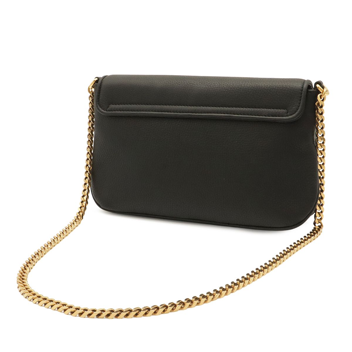 Gucci Interlocking G Double G Chain Shoulder Bag Leather Black Gold — view 2